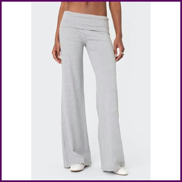 Flare Leggings Fold Over Waist Bootcut Yoga Pants Stretch Polyester Blend - Picture 7 of 7